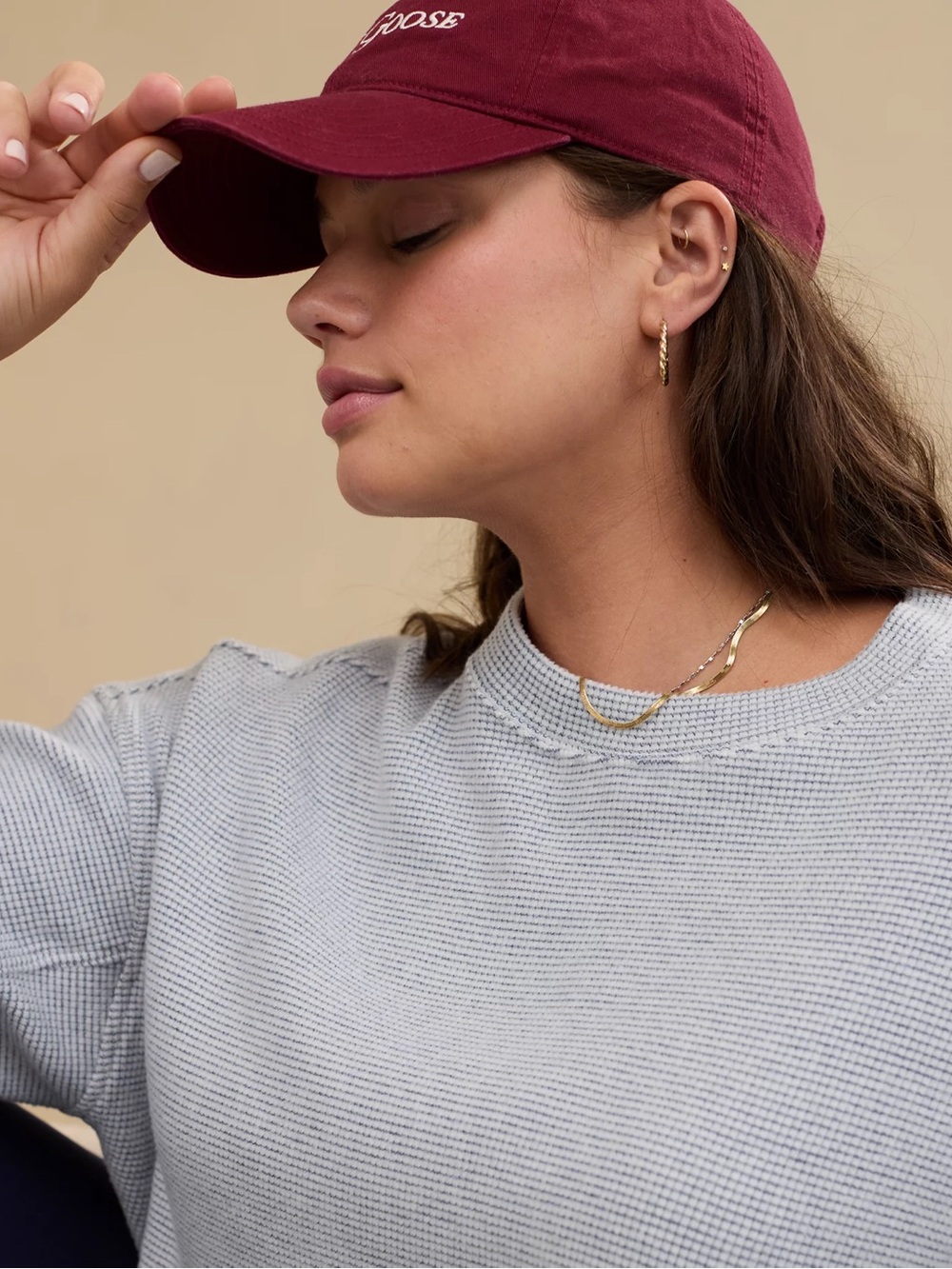 Aerie Getaway Waffle Sweatshirt oversized Xs